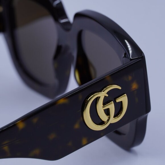 Gucci GG1546S 002 Sunglasses Dark Havana Square Frame, Brown Lenses - Picture 9 of 11